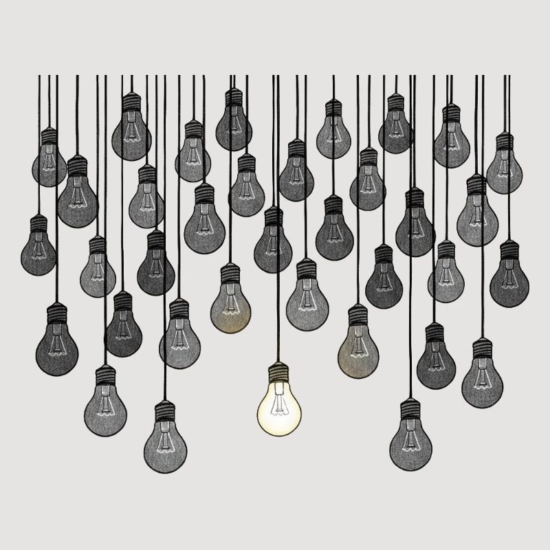 Grey bulb array with unique brightness