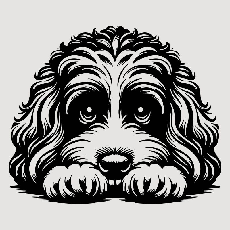 Cavapoo Kopf mit Pfoten