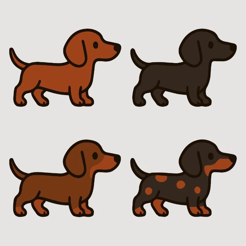 Ensemble d’illustrations de teckel mignon