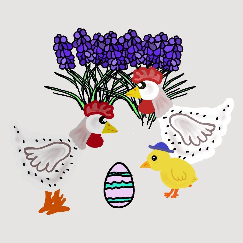 Spring Chickens with Easter Egg Chicken Chicks