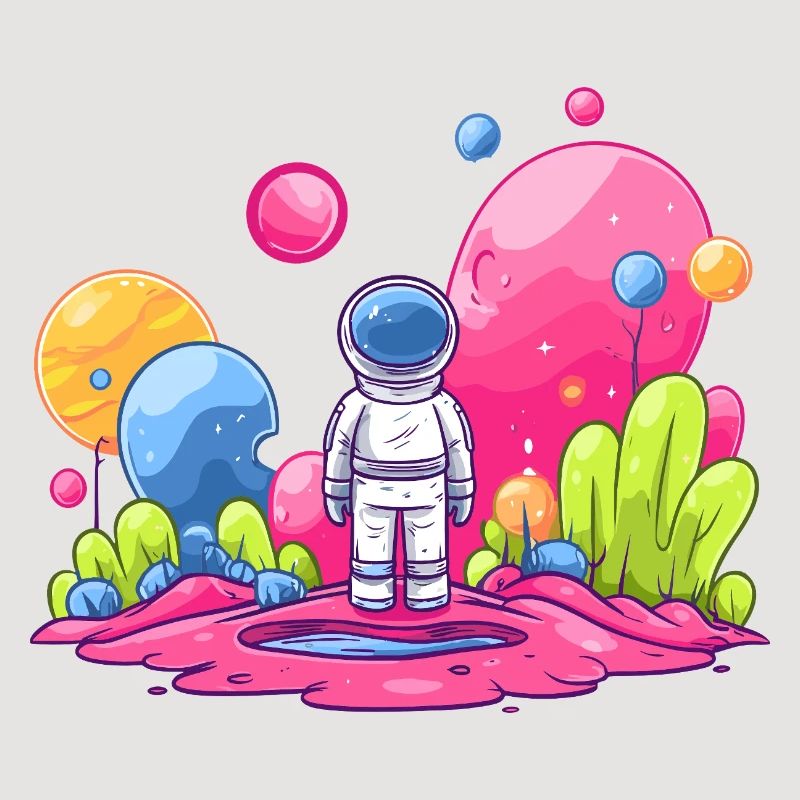 Astronaute dans l’espace rose