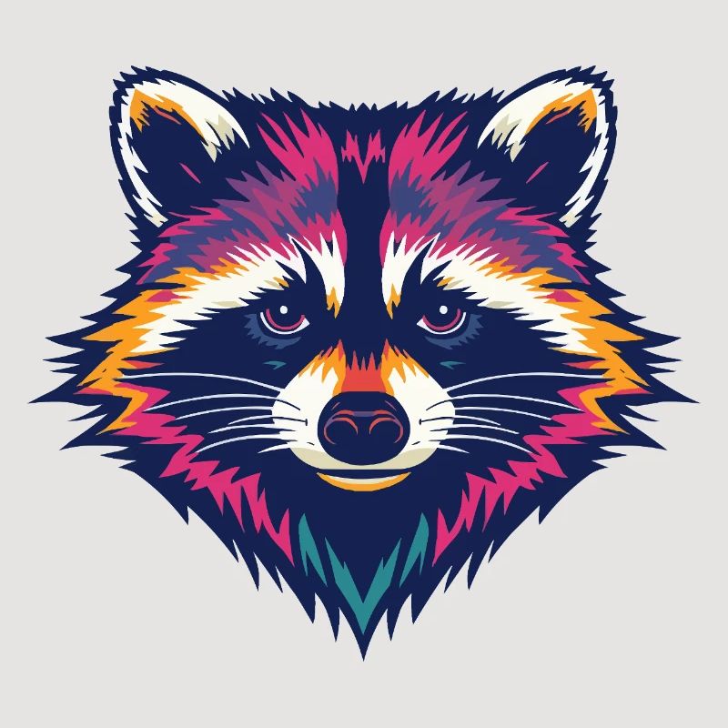 Farbexplosion Waschbär Kopf