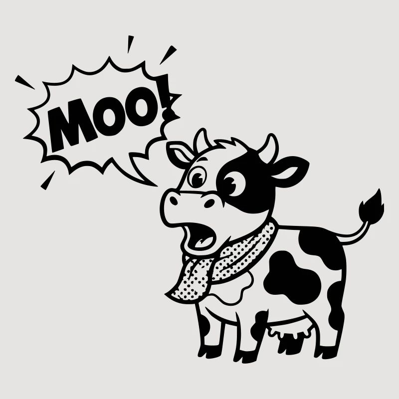 Witzige Kuh Moo Comic Sprechblase