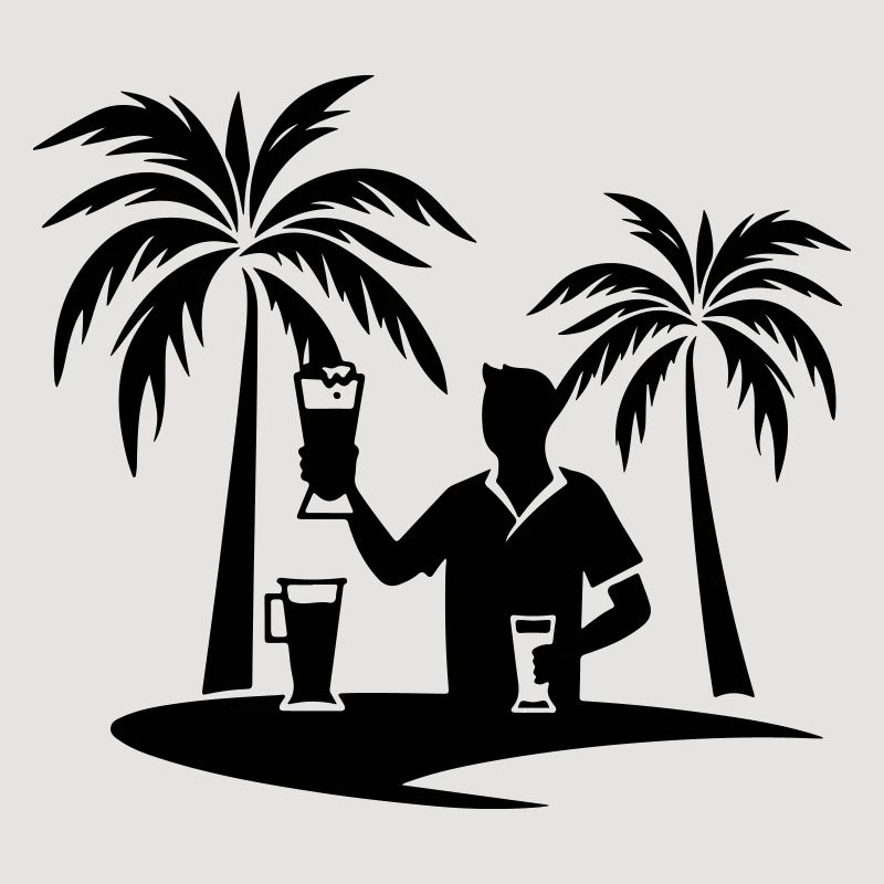 Silhouette de plage de palmiers de vacances