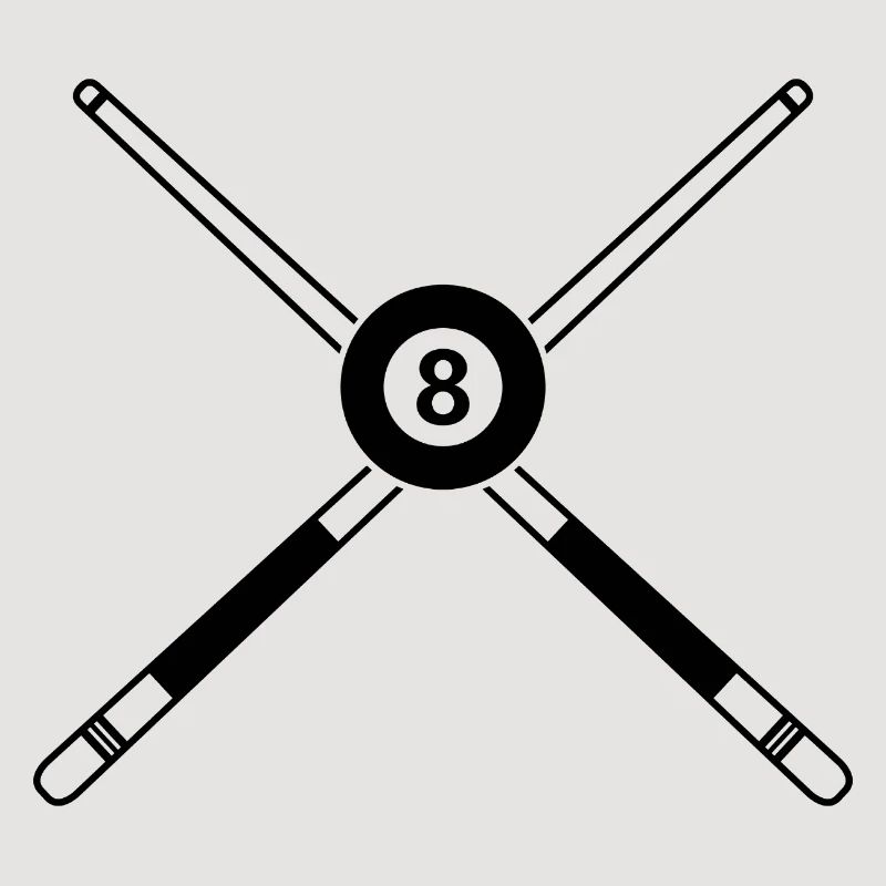 Queue de huit billes croisées avec des bâtons de billard