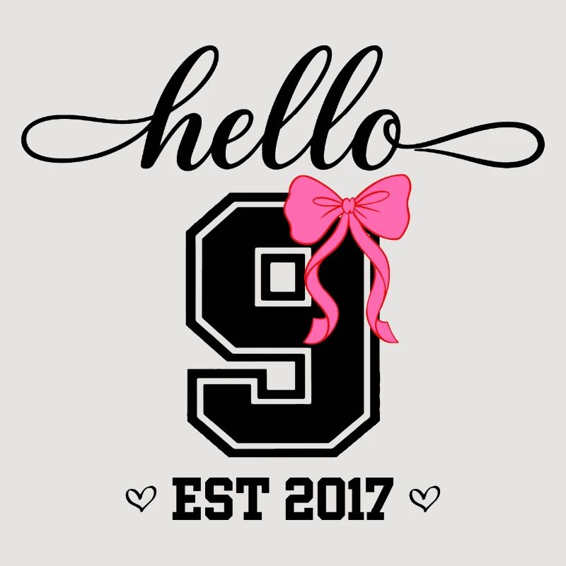 Hello 9 Est 2017 Mädchen Geburtstag Design