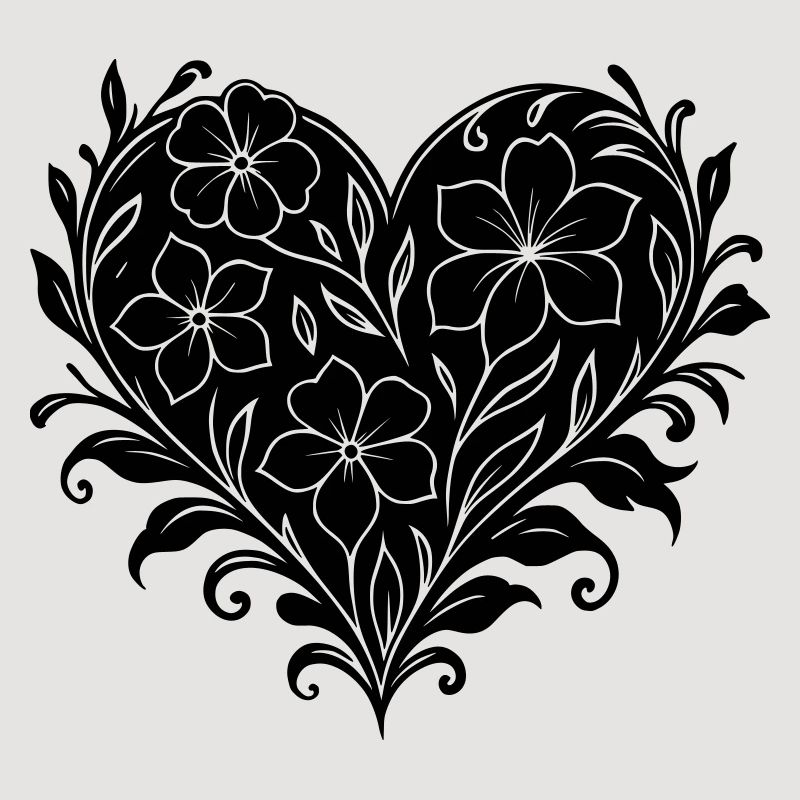 Plakatives Blumenherz, Blumenmuster mit Herz