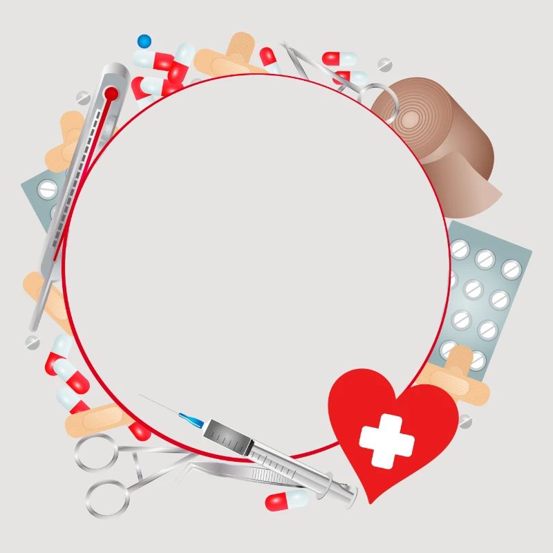 Erste Hilfe Set oder Reiseapotheke als Rahmen