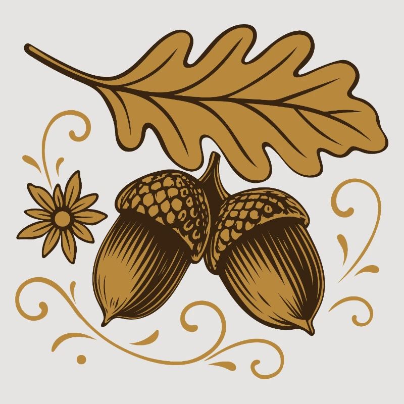 Eicheln mit Blatt – Herbst Design
