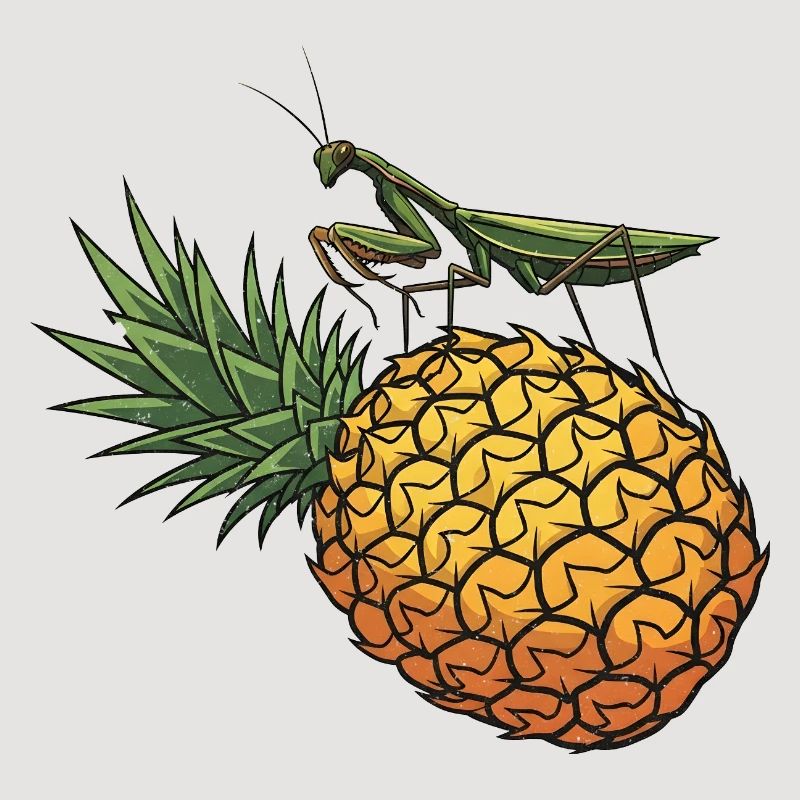 Pineapple with grasshopper illustration
