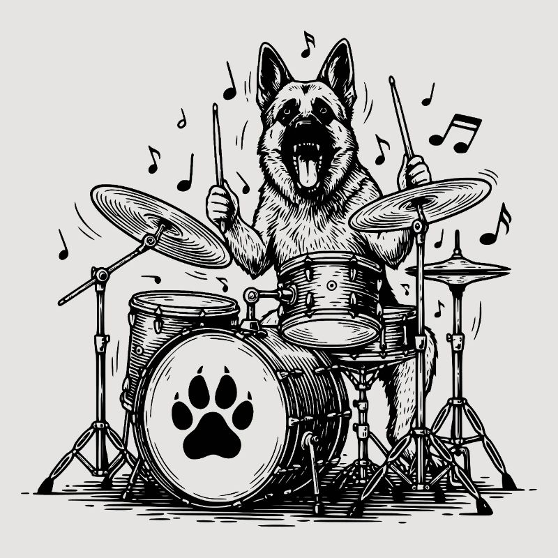 German Shepherd Drummer Art
