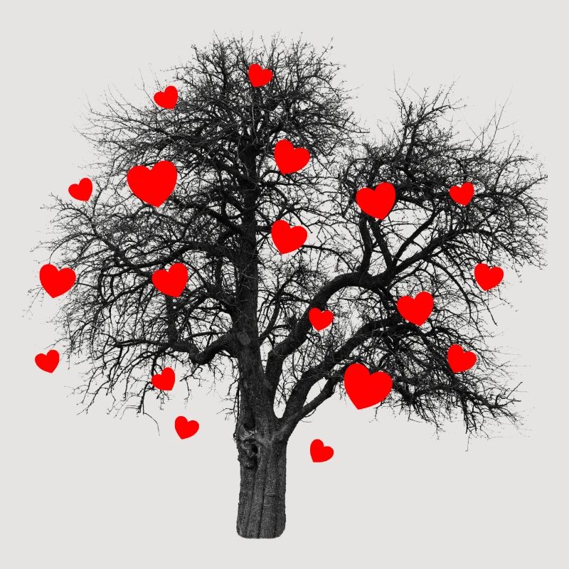 Rote Herzen Baum mit Herzen