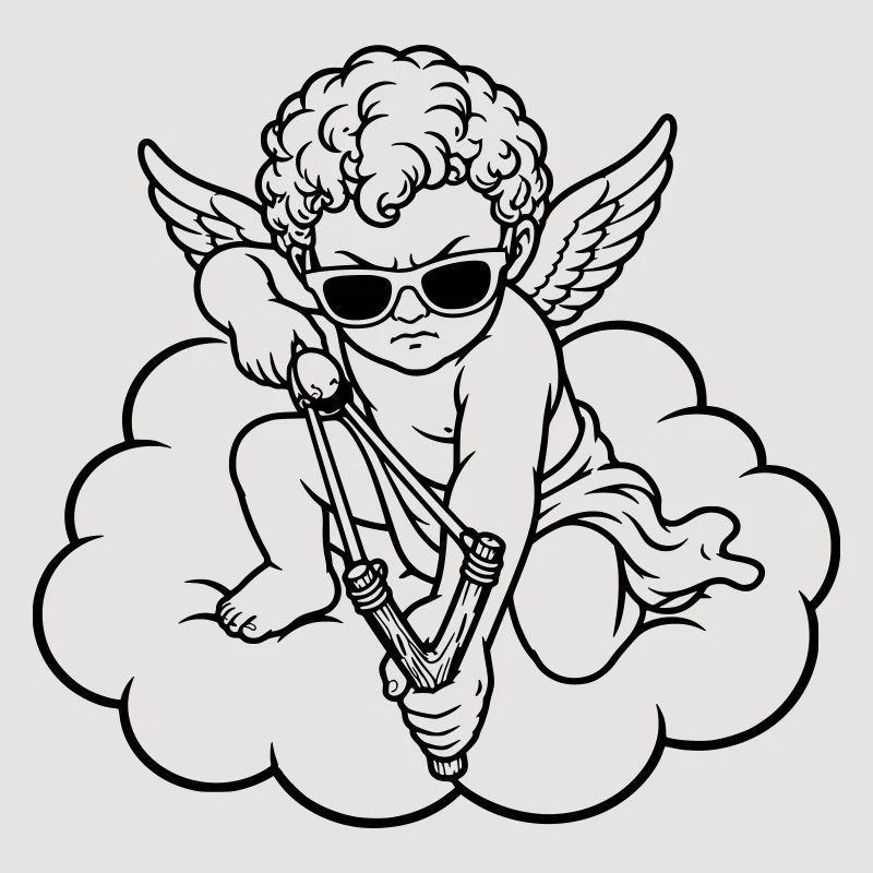 Wütender Cherub mit Steinschleuder