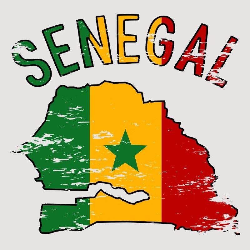 Drapeau du Sénégal Silhouette de la carte utilisée