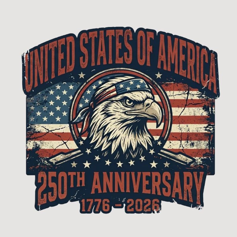 Aigle devant le drapeau américain – États-Unis 250 ans