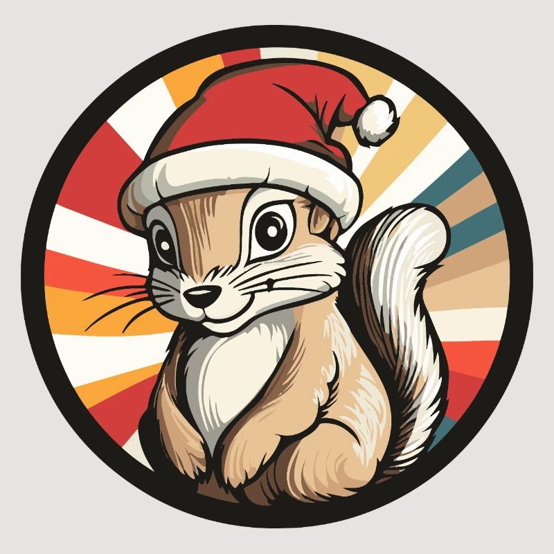 Winterliches Eichhörnchen mit Santa Hut