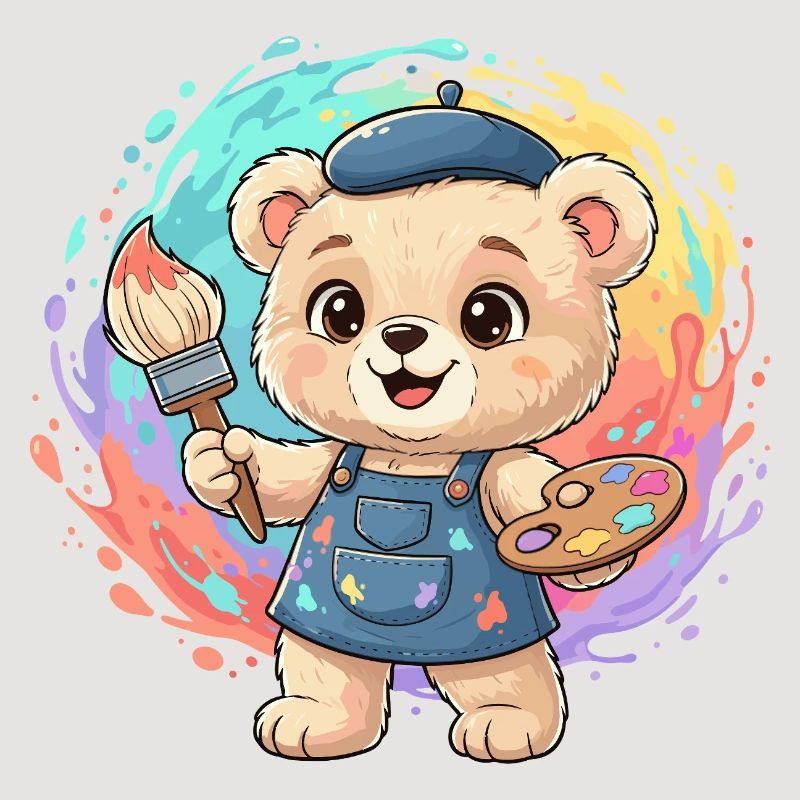 Peintre d’ours dans une éclaboussure colorée