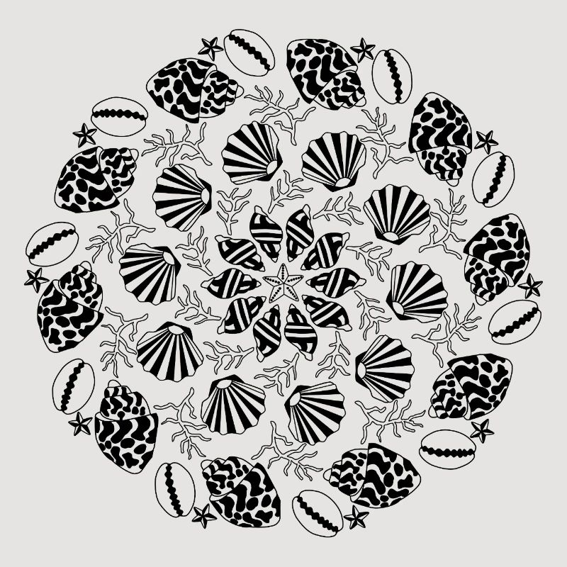 Shell Mandala black and white