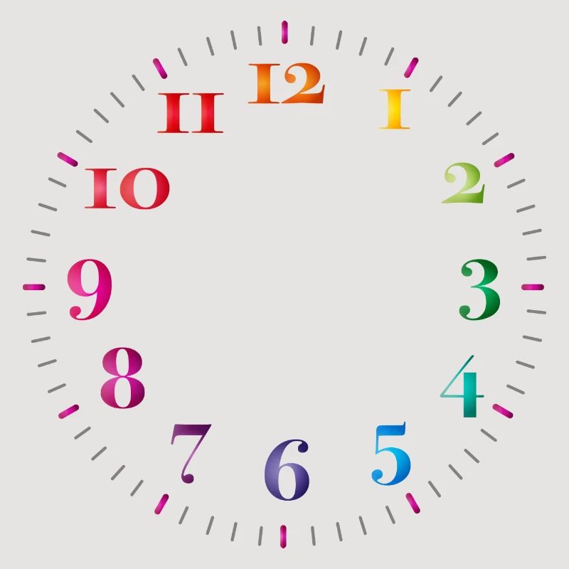 Dial with colored digits without clock hands