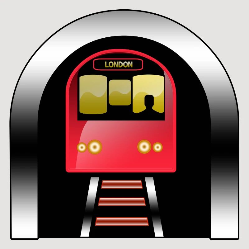 Train rouge de Londres sous arche