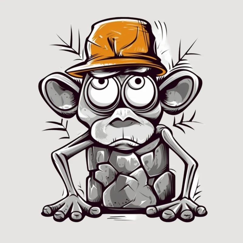 Humorous monkey with cap illustration