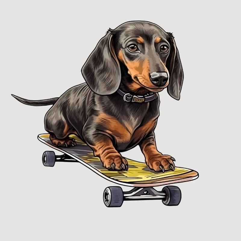 Aventure en skateboard teckel