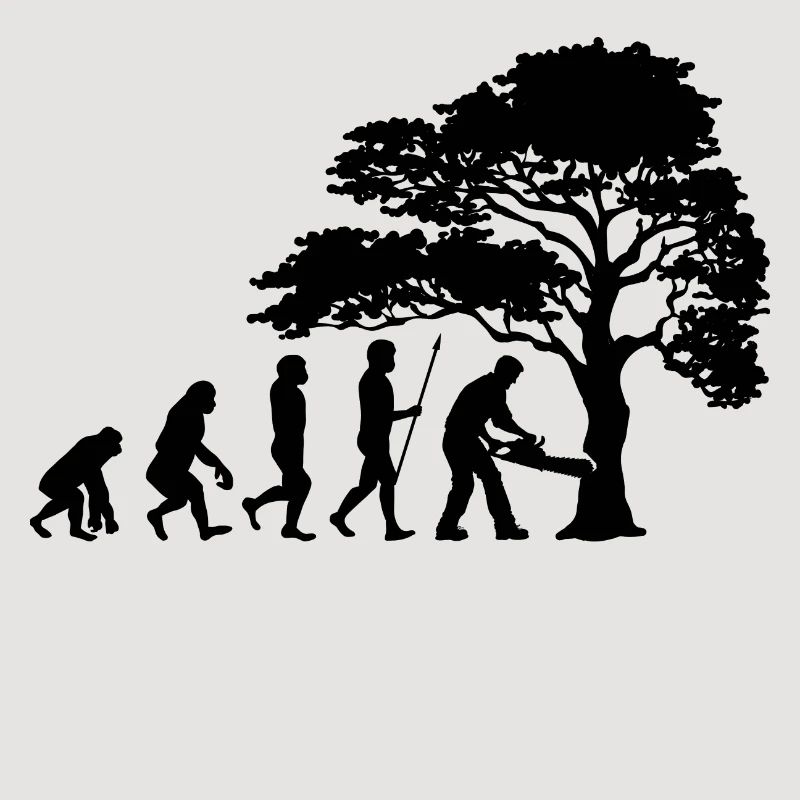 Holzfäller Baum Evolution Säge Sägespäne