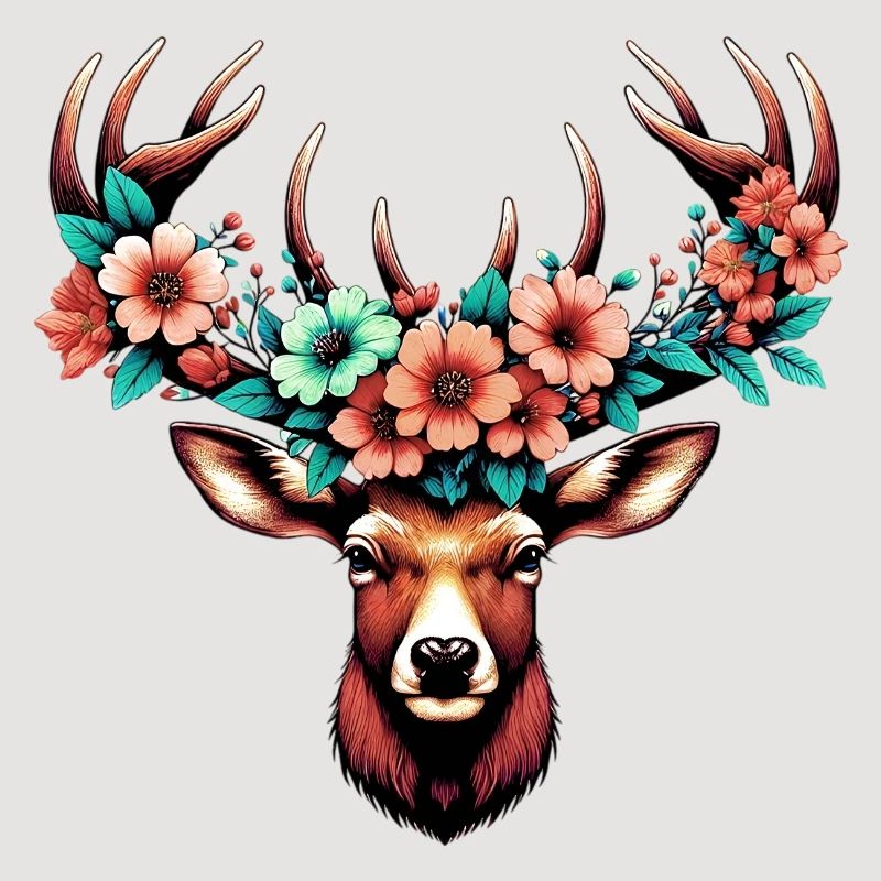 Cerf avec des fleurs
