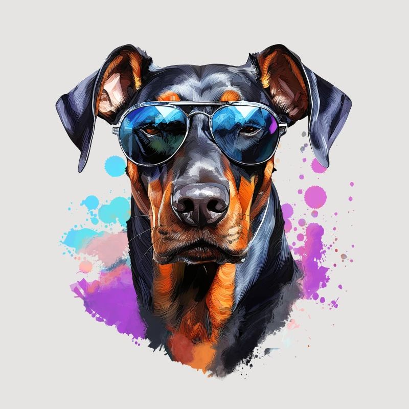 Dobermann mit Sonnenbrille