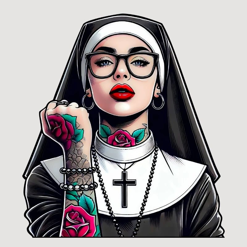 Religieuse avec tatouage