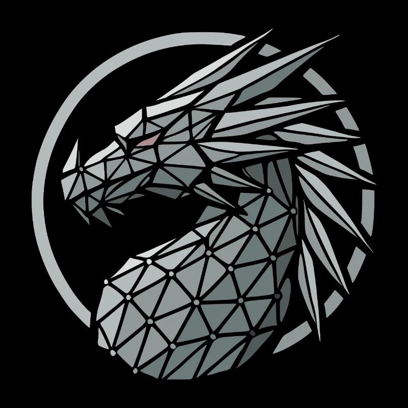 Blue Polygons Dragon Head