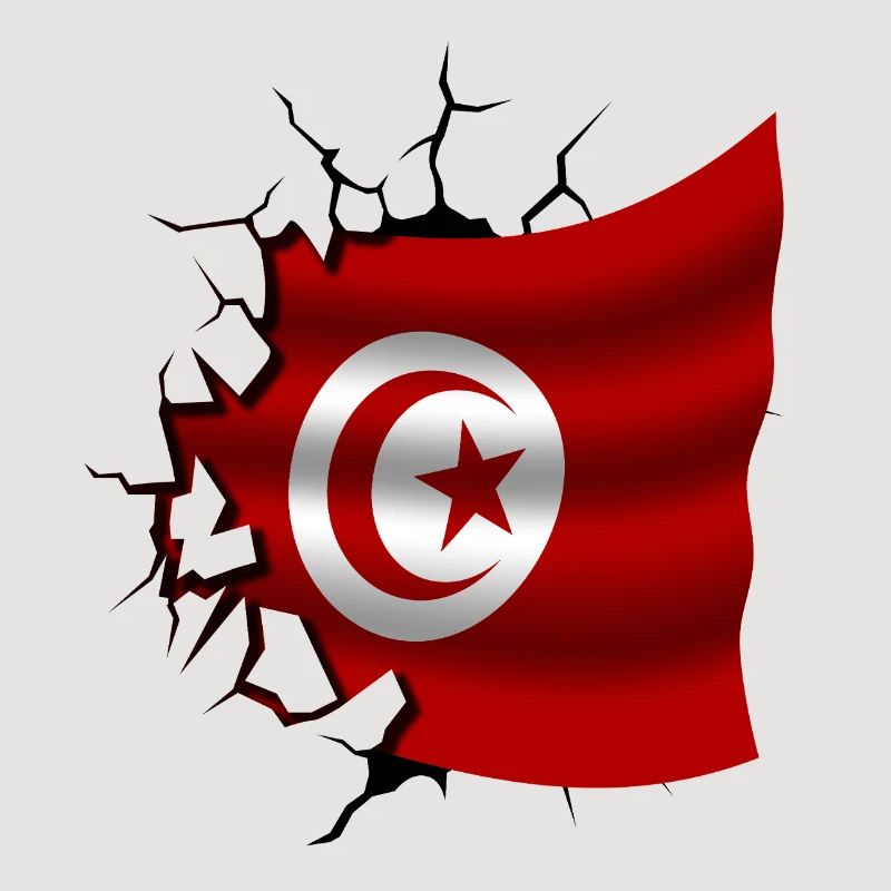 Drapeau de la Tunisie - Tunisie - Drapeau Broken Design