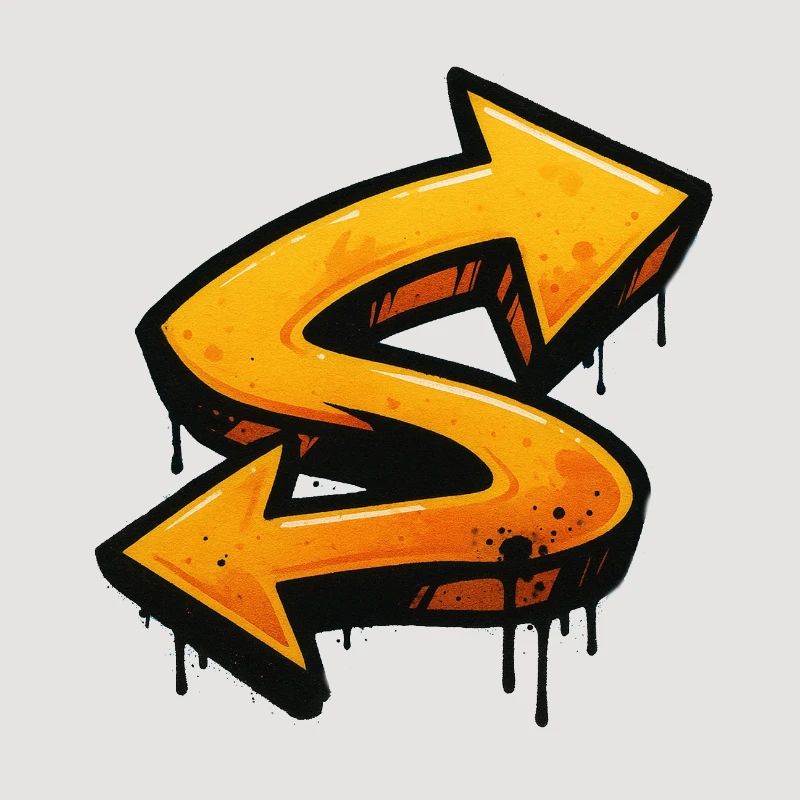 Impression graffiti avec flèches directionnelles lettre S