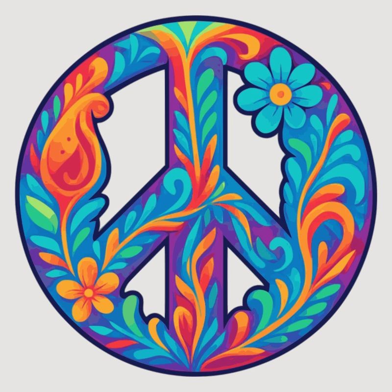 Floral Pattern Peace Symbol Design