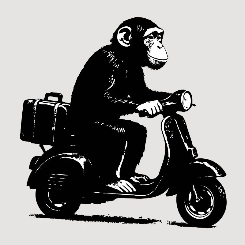 Retro Affe auf Moped | Roller-Affe