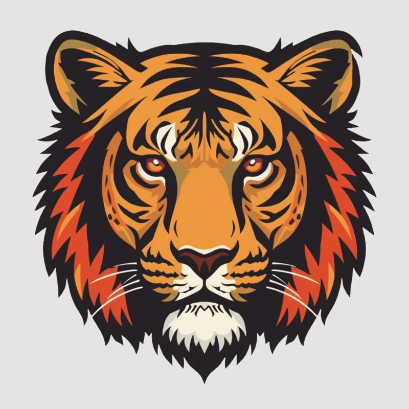 Expressive tiger head impression