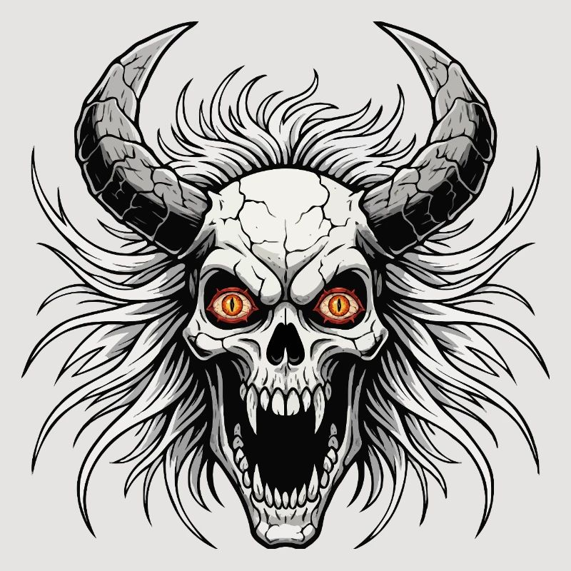 Crâne de diable avec des cornes