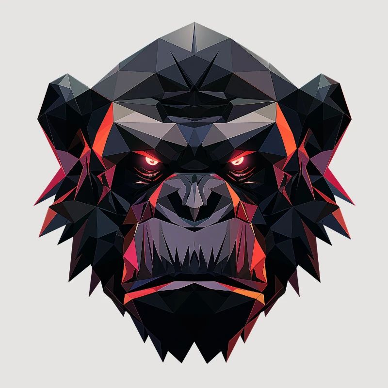 Gorilla Prism Head Low Poly Art Design