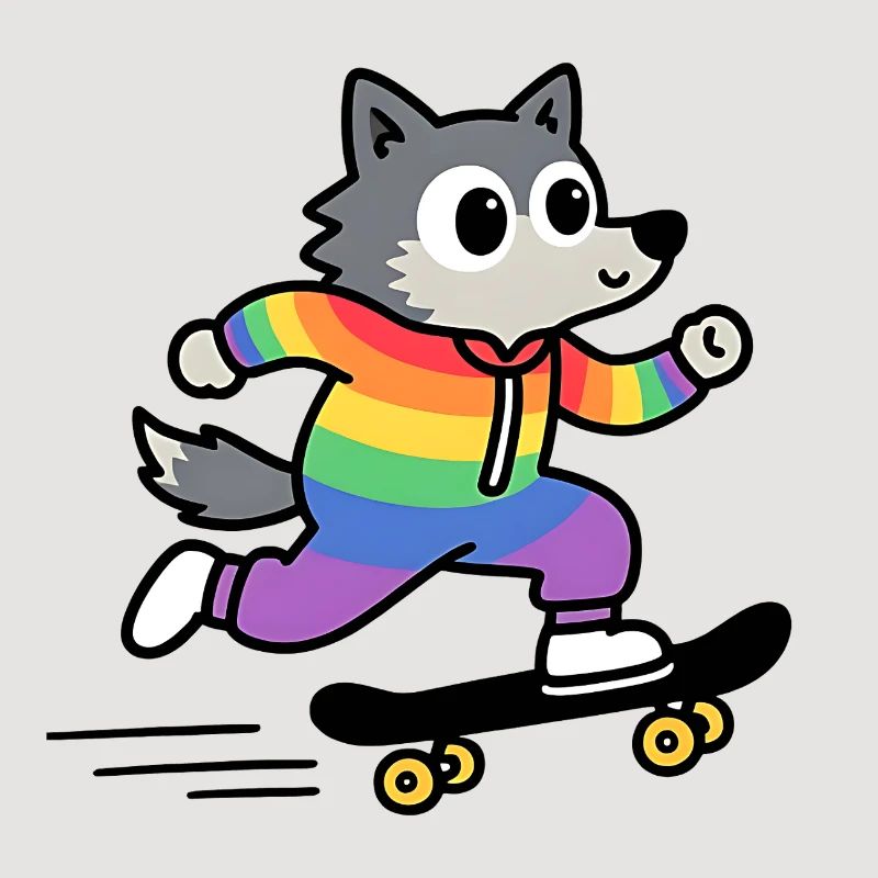 Rainbow Wolf Skate