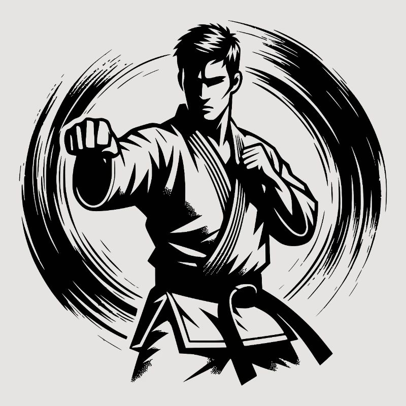 Dynamische Kampfpose Perfekte Karate Silhouette