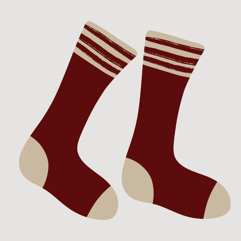 Maroon Striped Toe Socks