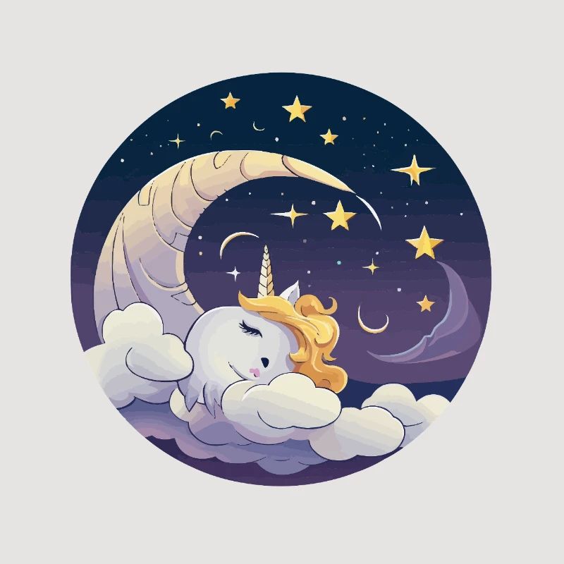 Moondream unicorn over clouds