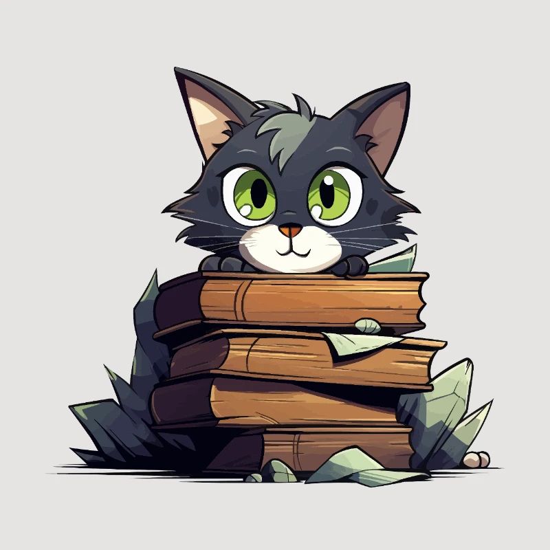 Cat Book Stack