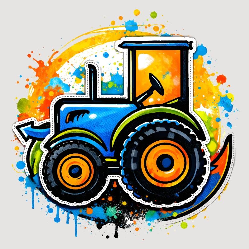 Bunter Traktor im Graffiti-Stil  