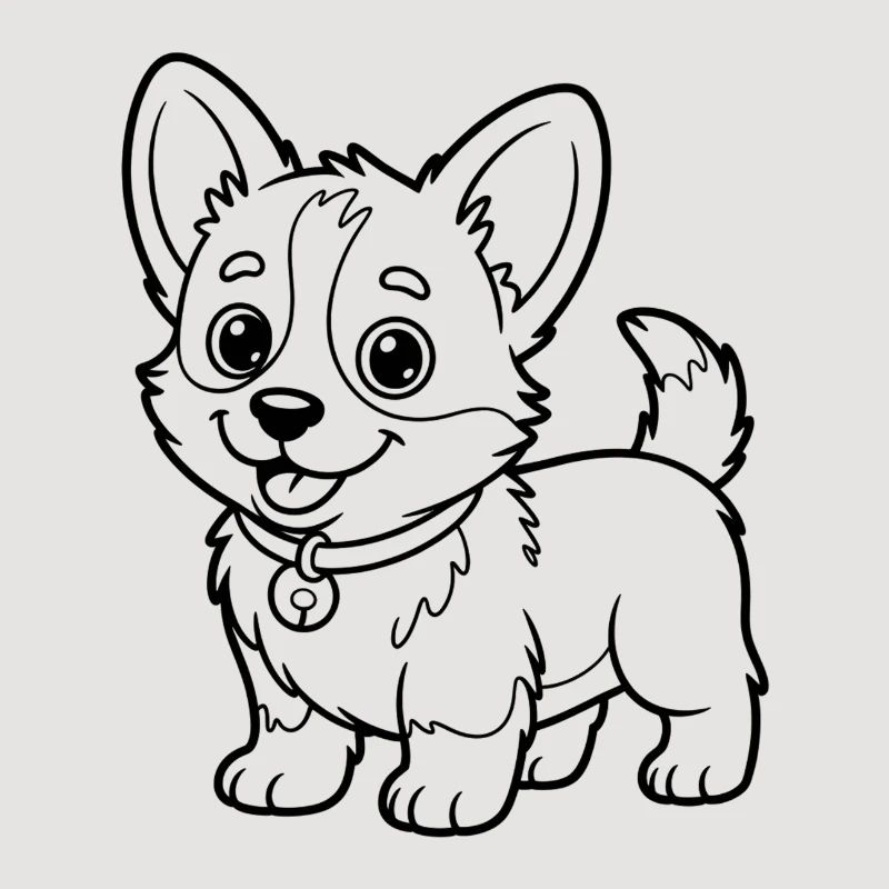 Small Chow Pup Line Drawing