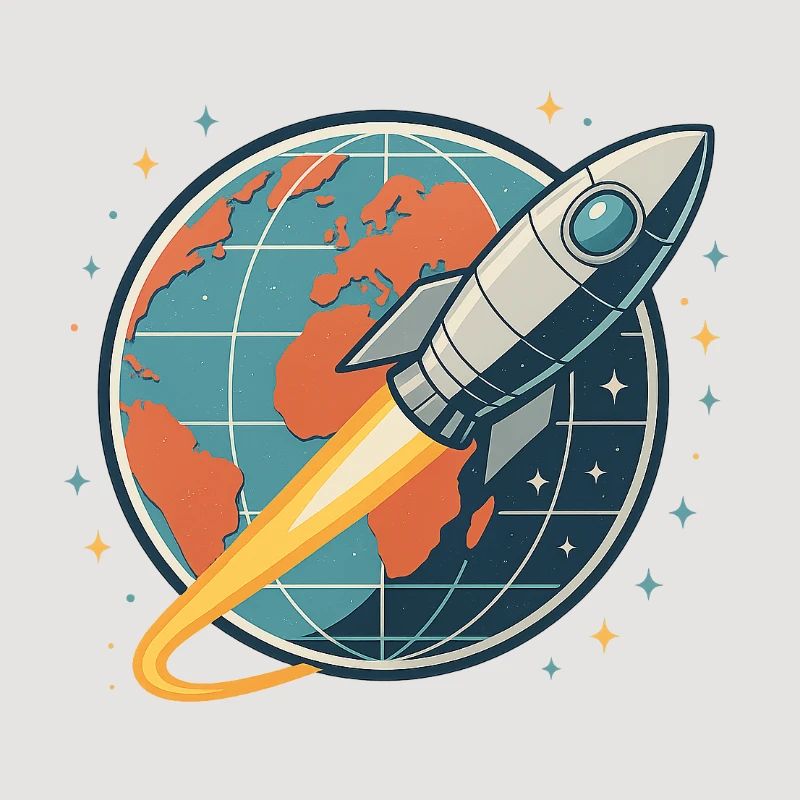 Rocket launch over globe