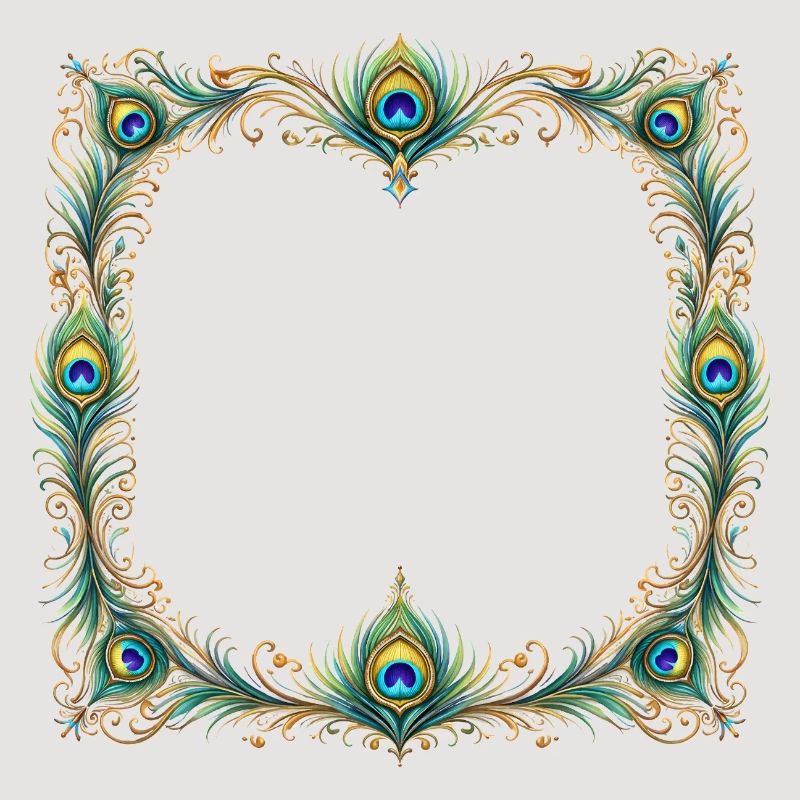 Peacock Feather Frame Ornament Boho Design