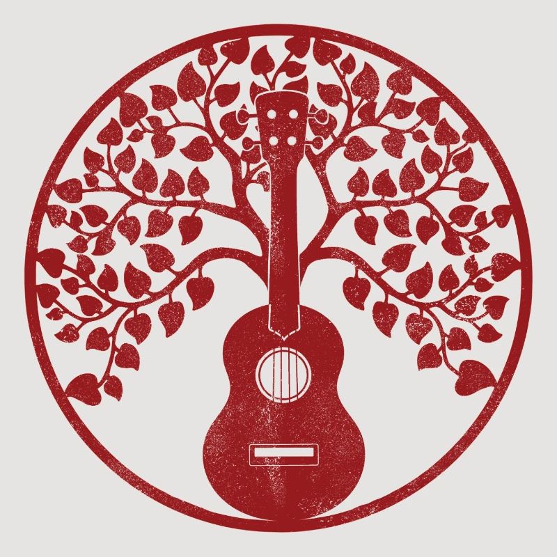 Ukulele tree mandala red