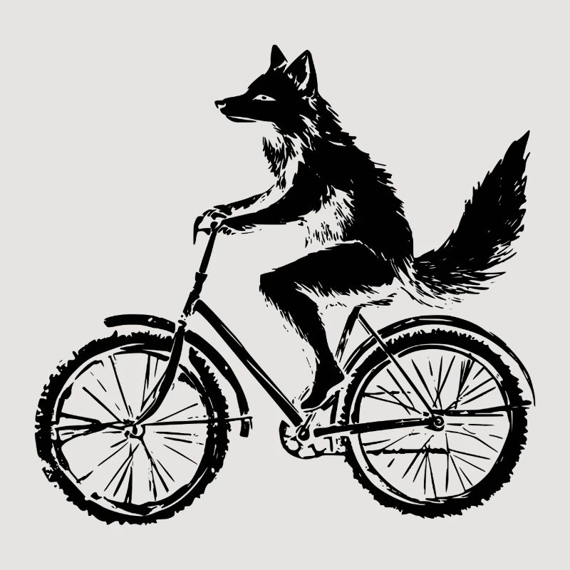 Funny Bicycle Fox