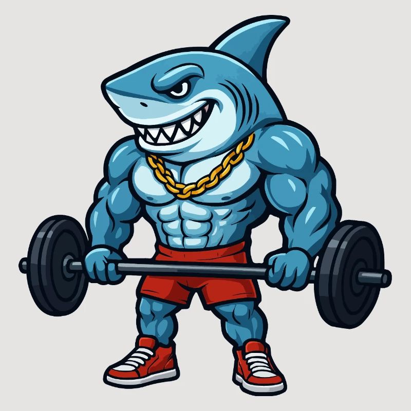 Muscles de requin, bodybuilder comique